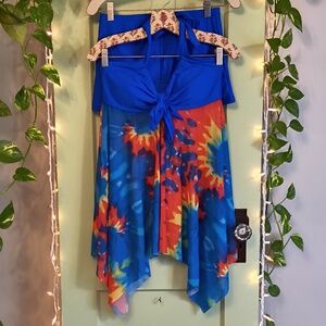 Women's Summer Mae Two Piece Boy Short Bikini Tye Dye Electric Blue M